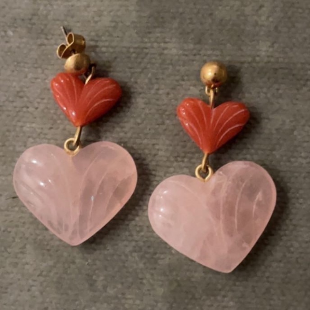 ROSE QUARTZ & CARNELIAN EARRINGS 🐚